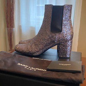 SAINT LAURENT Glitter Chelsea Boots 39 NWT